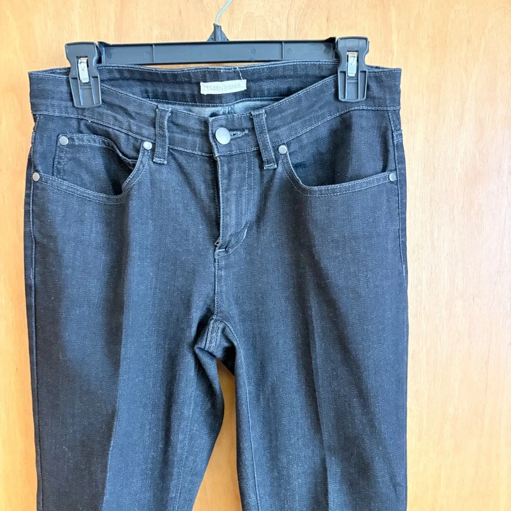 Eileen Fisher‎ Slim Jeans Womens 2 Black Organic Cotton Stretch F3MDN